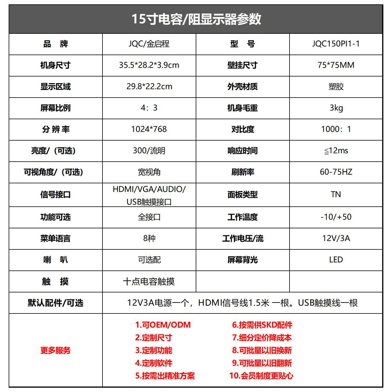 15寸方屏触摸显示器 | 纯平电容电阻触控收银工业自动化显示器