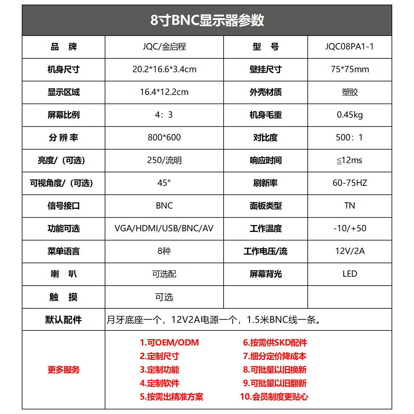 8寸十字线显示器 | BNC有线接口激光焊监视器