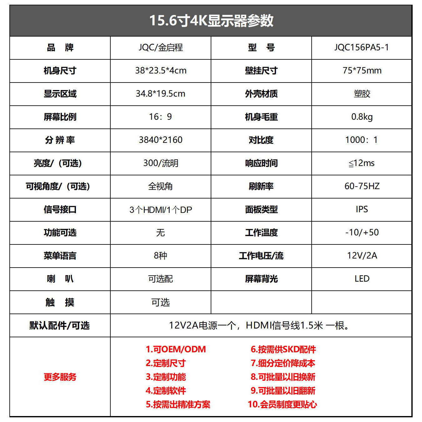 15.6寸4K超高清显示器 | 3840*2160高分辨率