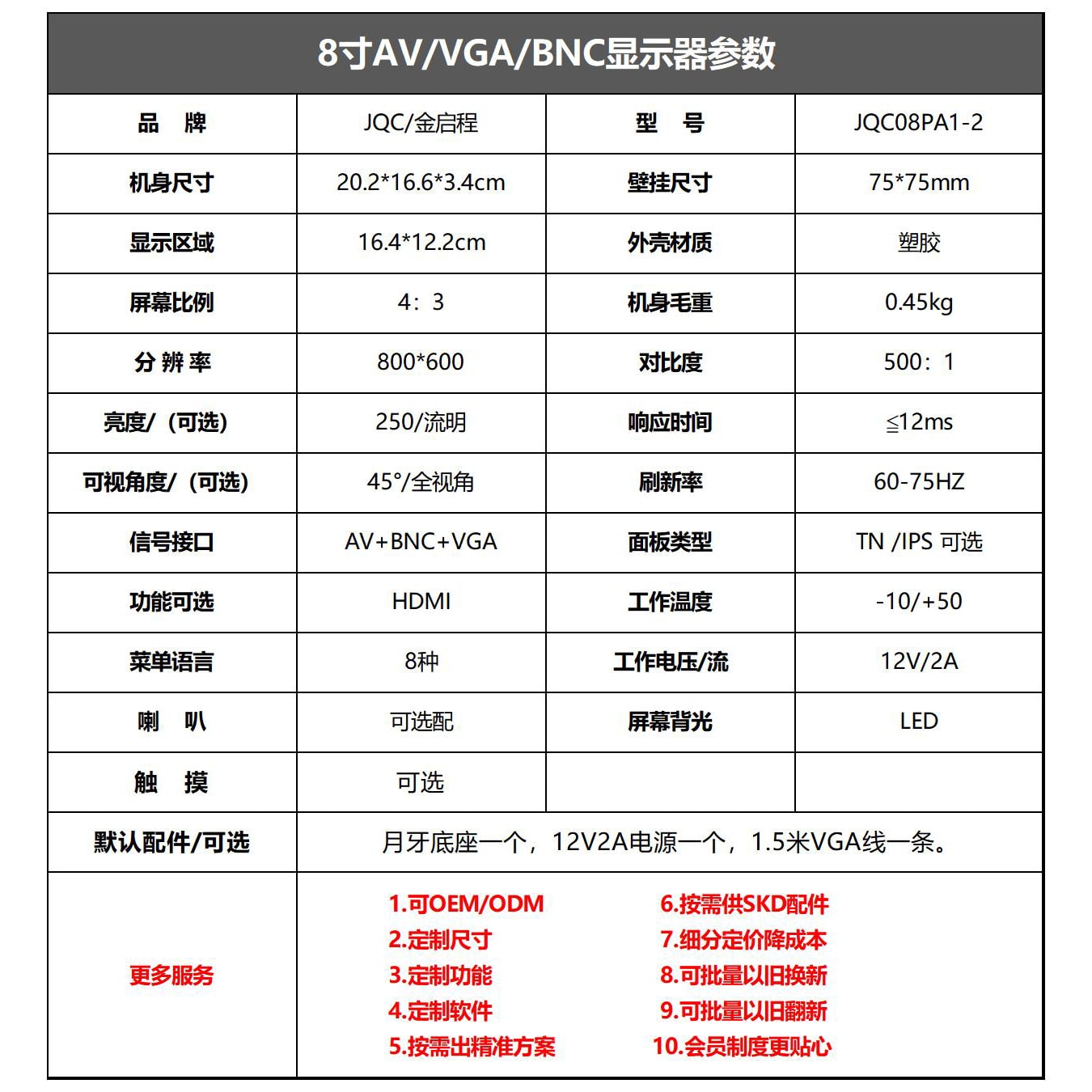 8寸带可移动十字线显示器| CCD监视器、激光设备、工业显示