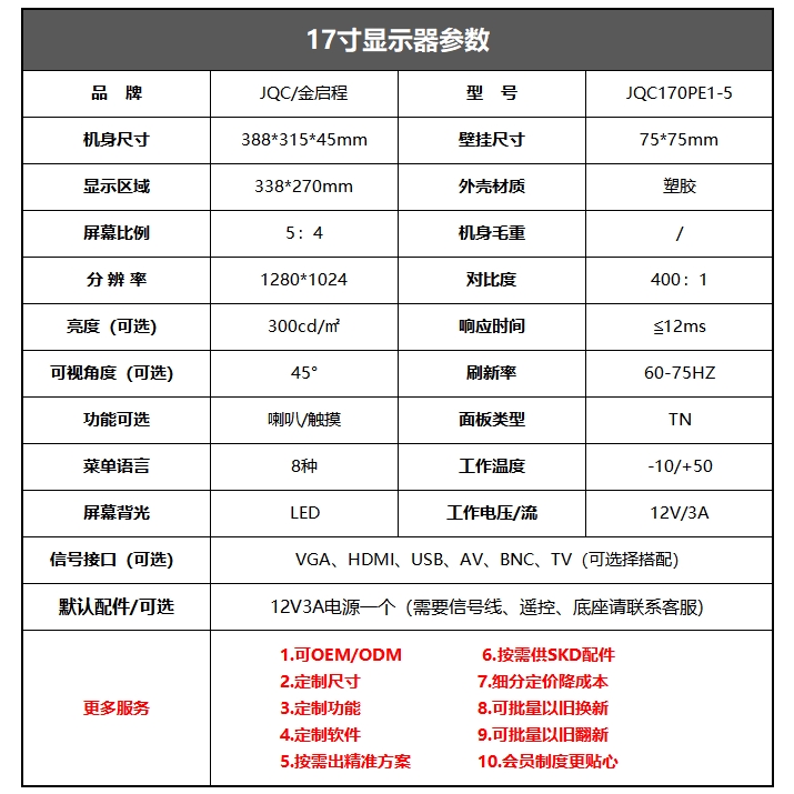 17寸正屏显示器 | 内窥镜采耳医疗检查显示器定格放大多接口多功能